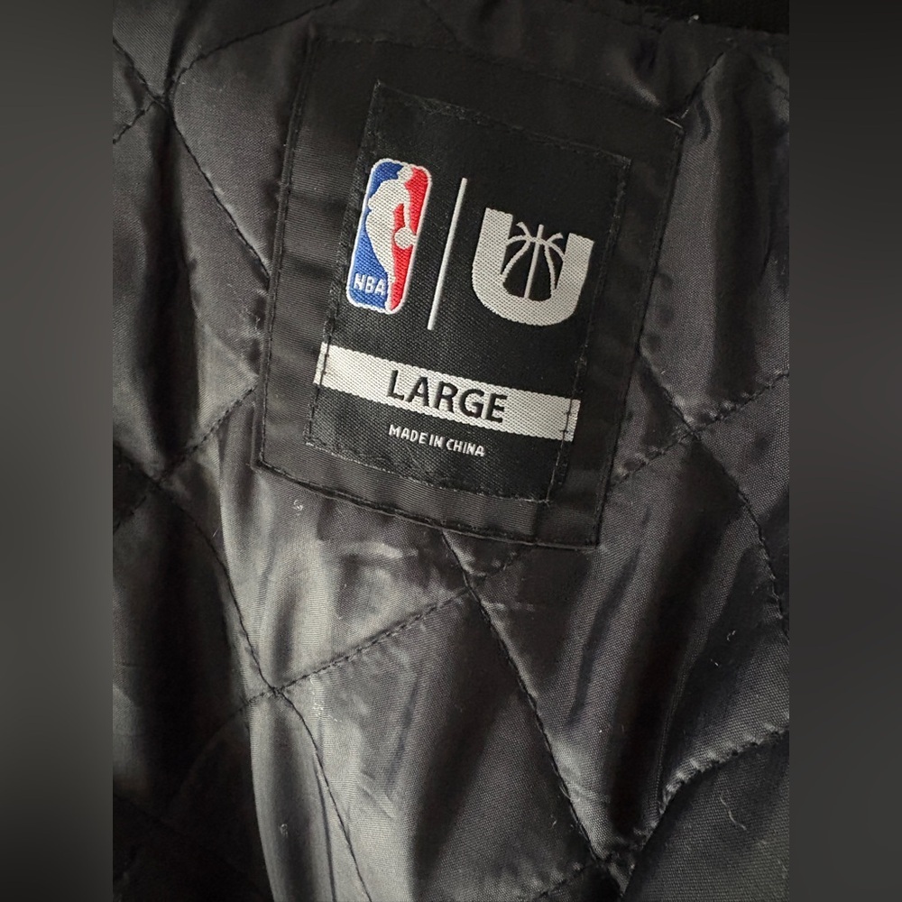 NBA Golden State Warriors black bomber jacket quilted full zip streetwear sz L - Picture 13 of 14
